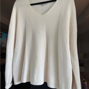 Loft Cream V-Neck Women's Sweater